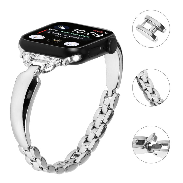 Cool Metal Og Rhinsten Universal Rem passer til Apple Smartwatch - Sølv#serie_4