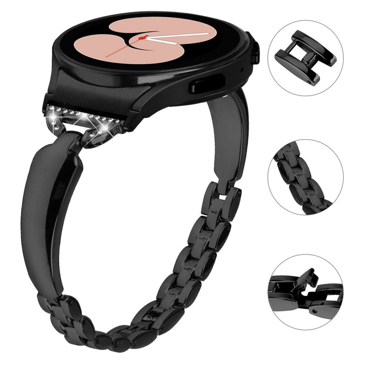 Stilfuld Metal Og Rhinsten Universal Rem passer til Samsung Smartwatch - Sort#serie_1