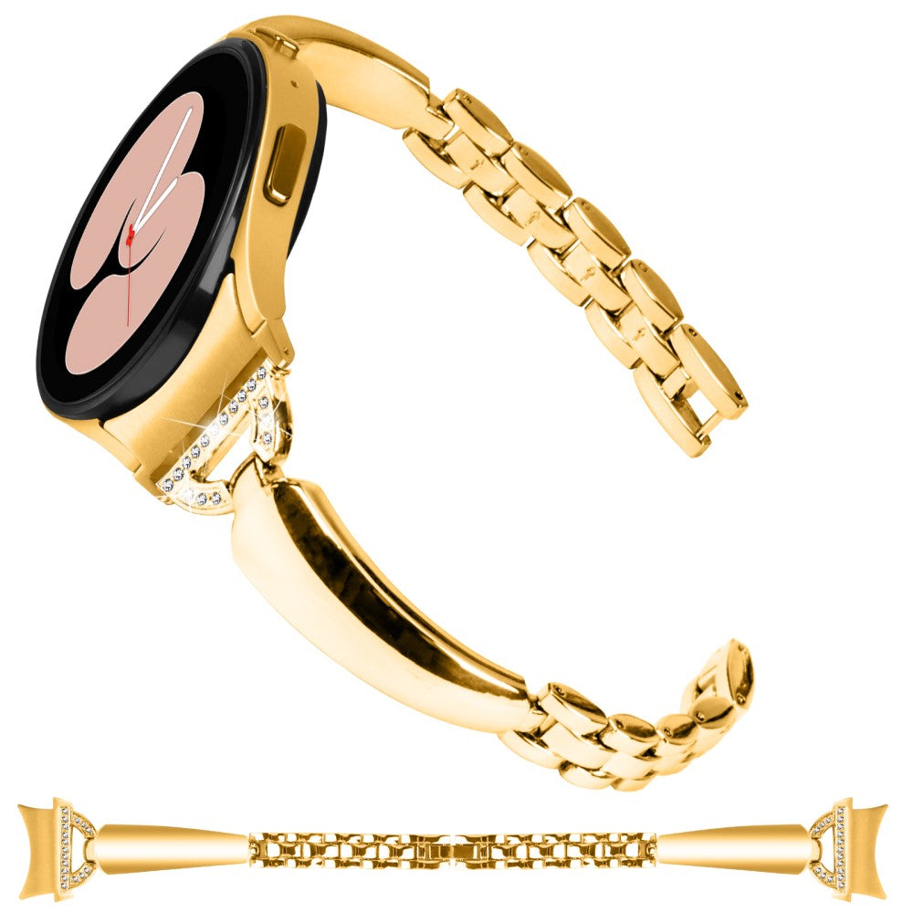 Stilfuld Metal Og Rhinsten Universal Rem passer til Samsung Smartwatch - Guld#serie_2