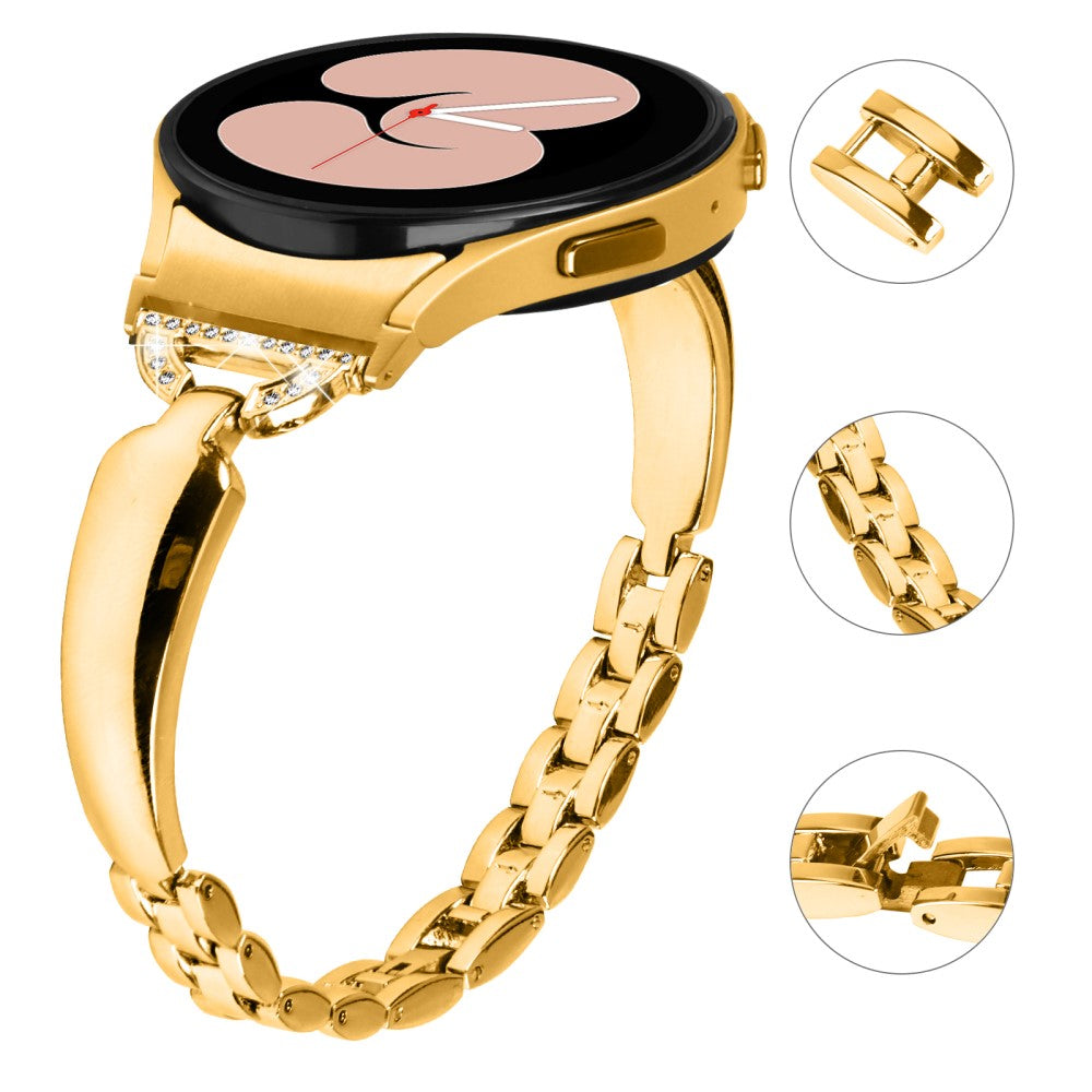 Stilfuld Metal Og Rhinsten Universal Rem passer til Samsung Smartwatch - Guld#serie_2