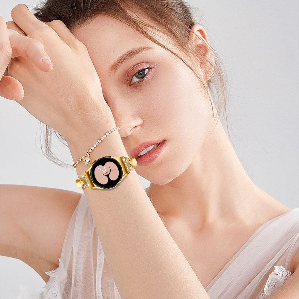 Stilfuld Metal Og Rhinsten Universal Rem passer til Samsung Smartwatch - Guld#serie_2