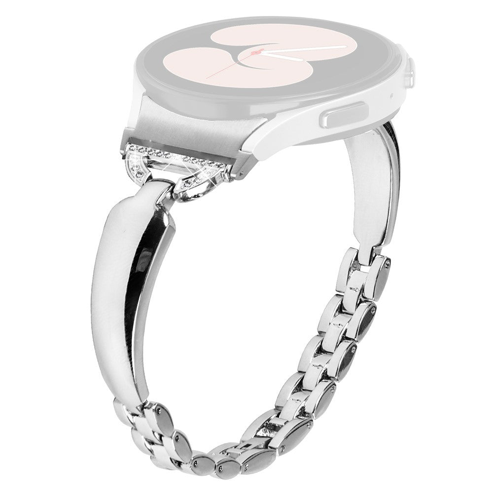 Stilfuld Metal Og Rhinsten Universal Rem passer til Samsung Smartwatch - Sølv#serie_4