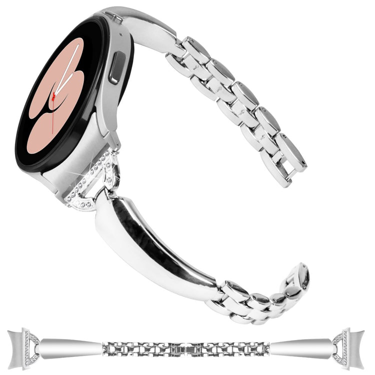 Stilfuld Metal Og Rhinsten Universal Rem passer til Samsung Smartwatch - Sølv#serie_4