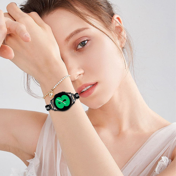 Solid Metal Og Rhinsten Universal Rem passer til Samsung Smartwatch - Sort#serie_1