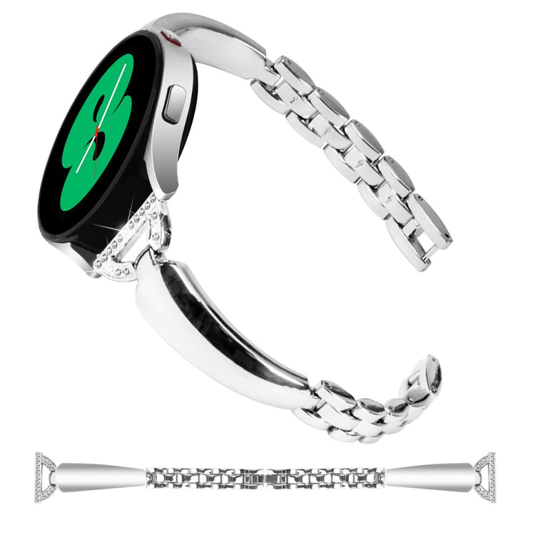 Solid Metal Og Rhinsten Universal Rem passer til Samsung Smartwatch - Sølv#serie_4