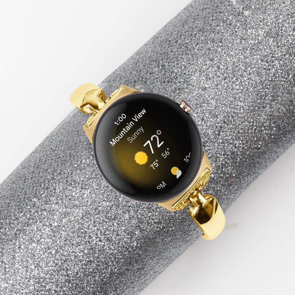 Meget Kønt Metal Og Rhinsten Rem passer til Google Pixel Watch - Guld#serie_2