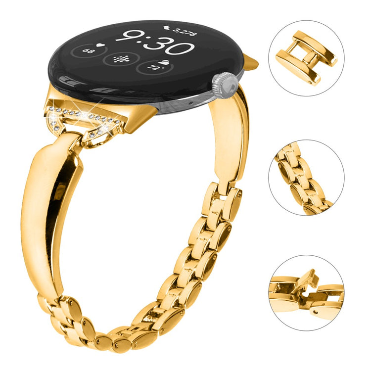 Meget Kønt Metal Og Rhinsten Rem passer til Google Pixel Watch - Guld#serie_2