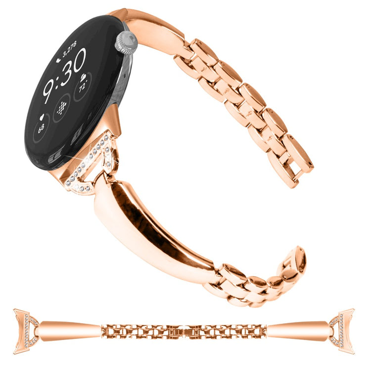 Meget Kønt Metal Og Rhinsten Rem passer til Google Pixel Watch - Pink#serie_3
