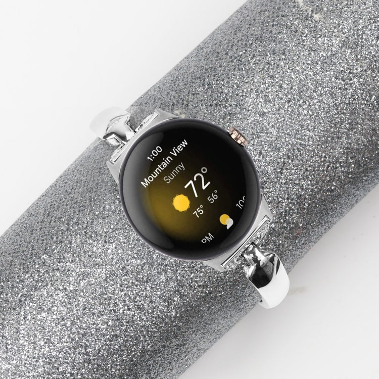 Meget Kønt Metal Og Rhinsten Rem passer til Google Pixel Watch - Sølv#serie_4