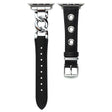 Cow Leather Watch Band for Apple Watch 41mm/40mm/38mm - Black+Silver Buckle