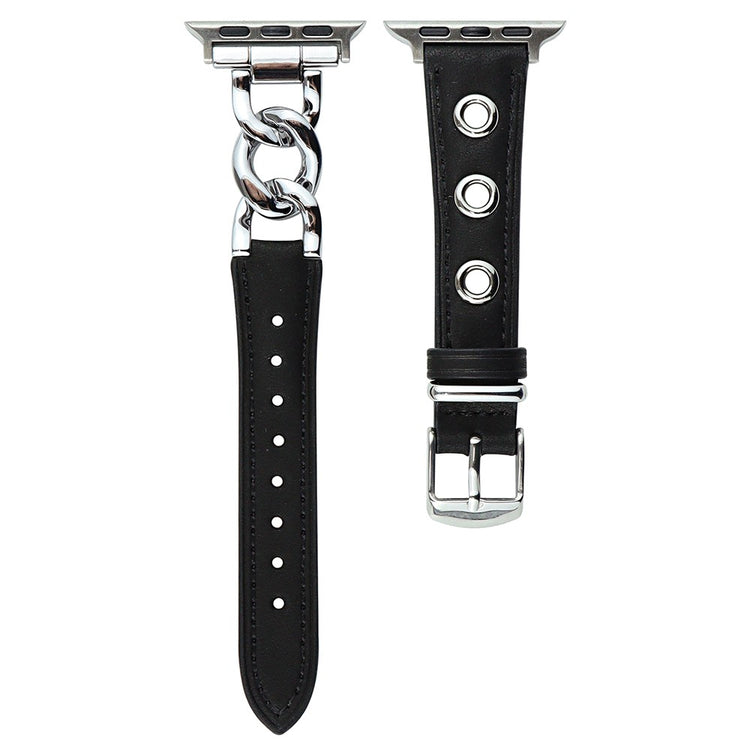 Godt Metal Og Kunstlæder Universal Rem passer til Apple Smartwatch - Sort#serie_1
