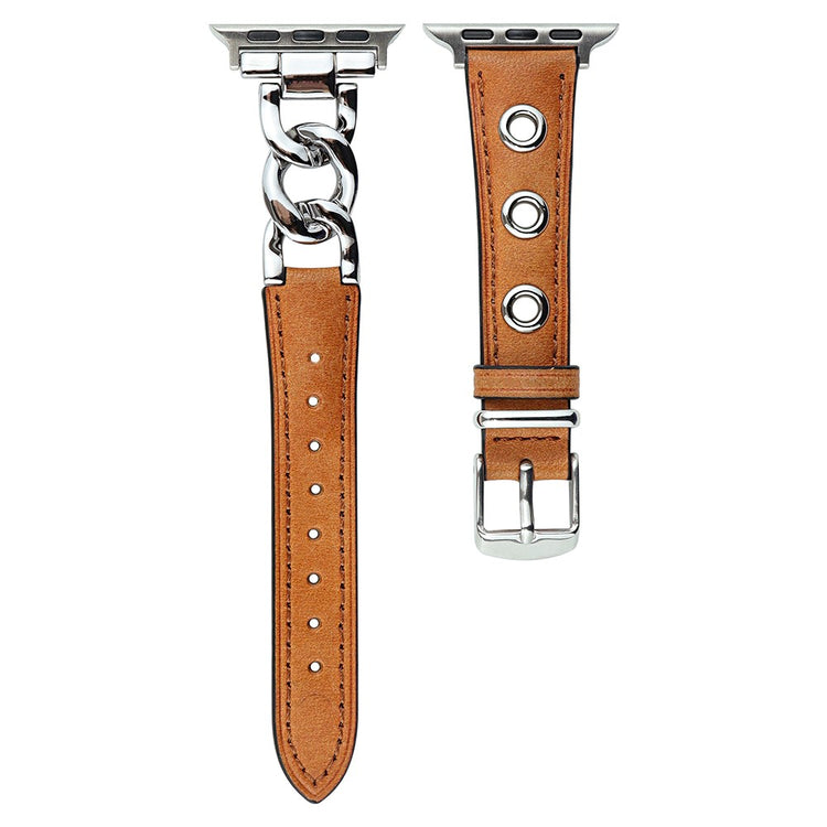 Godt Metal Og Kunstlæder Universal Rem passer til Apple Smartwatch - Brun#serie_2