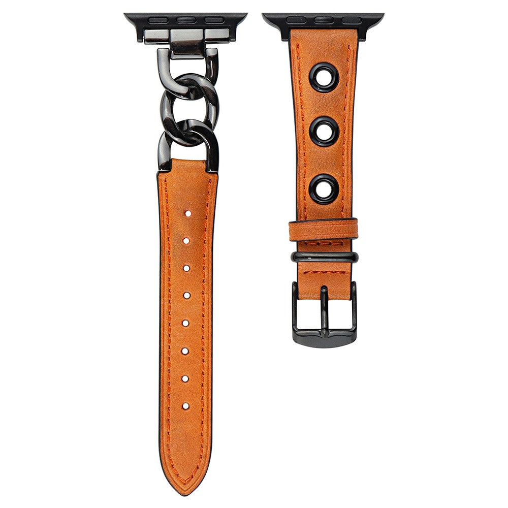 Godt Metal Og Kunstlæder Universal Rem passer til Apple Smartwatch - Orange#serie_5