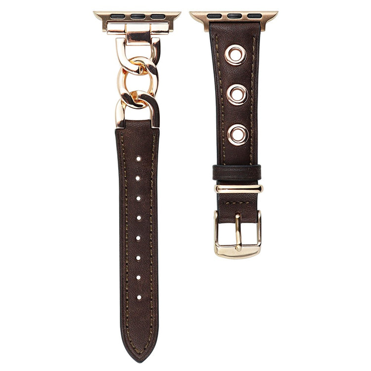 Godt Metal Og Kunstlæder Universal Rem passer til Apple Smartwatch - Brun#serie_6