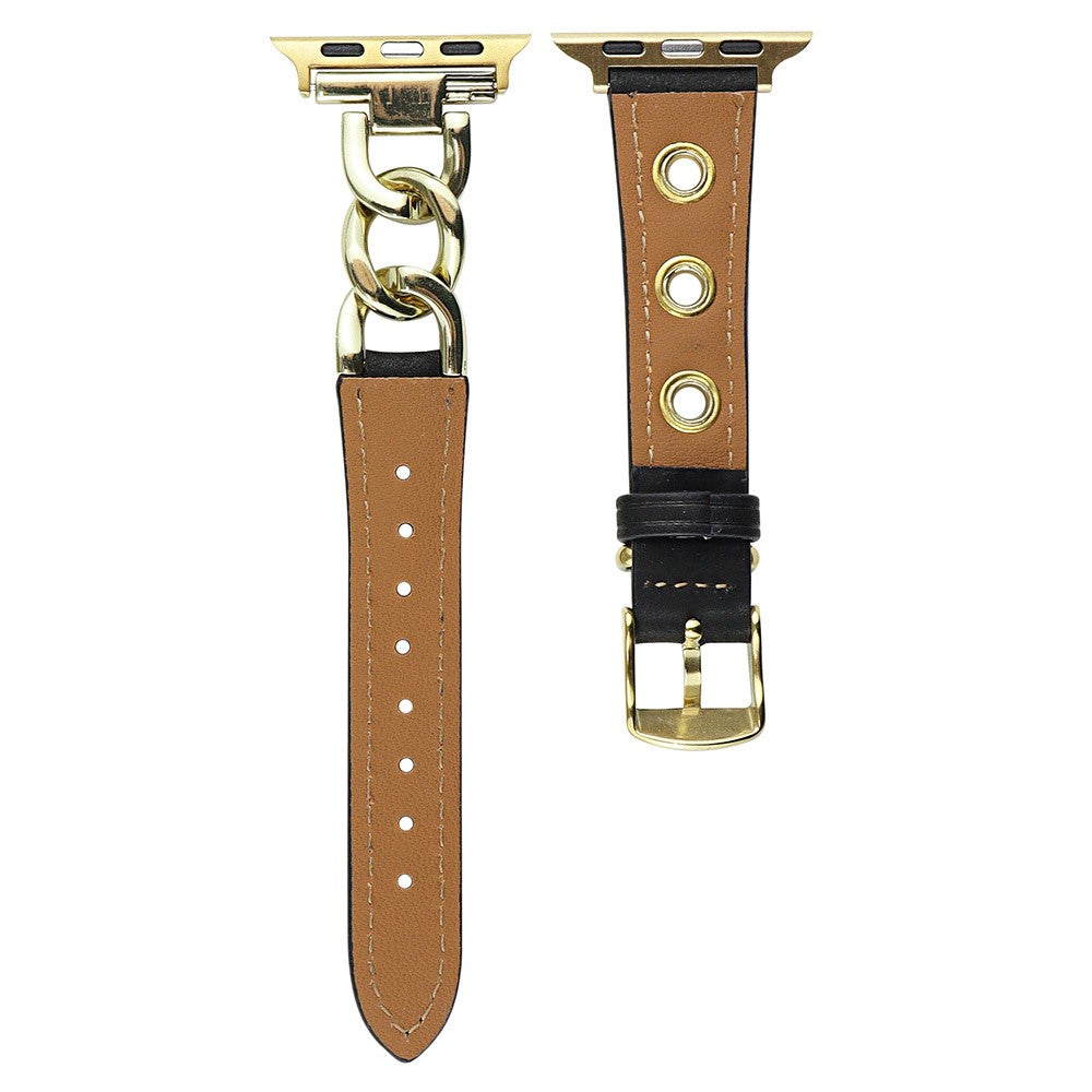 Godt Metal Og Kunstlæder Universal Rem passer til Apple Smartwatch - Brun#serie_6