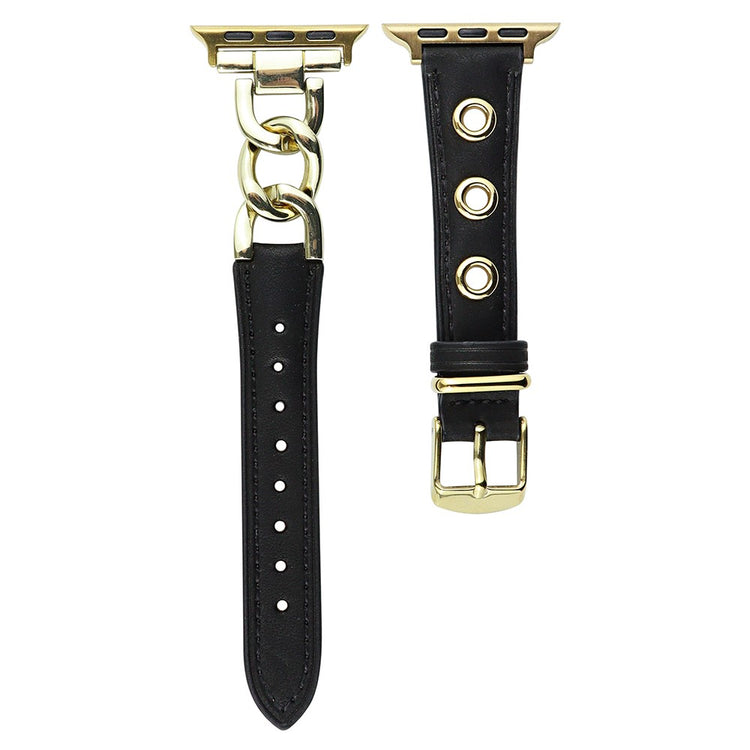 Godt Metal Og Kunstlæder Universal Rem passer til Apple Smartwatch - Sort#serie_8
