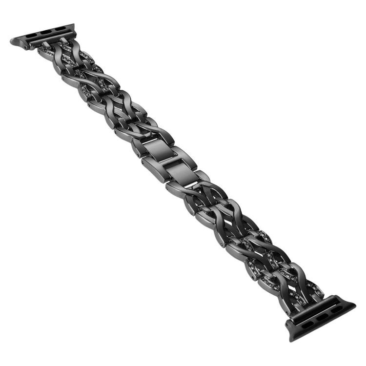Vildt Godt Metal Og Rhinsten Universal Rem passer til Apple Smartwatch - Sort#serie_1