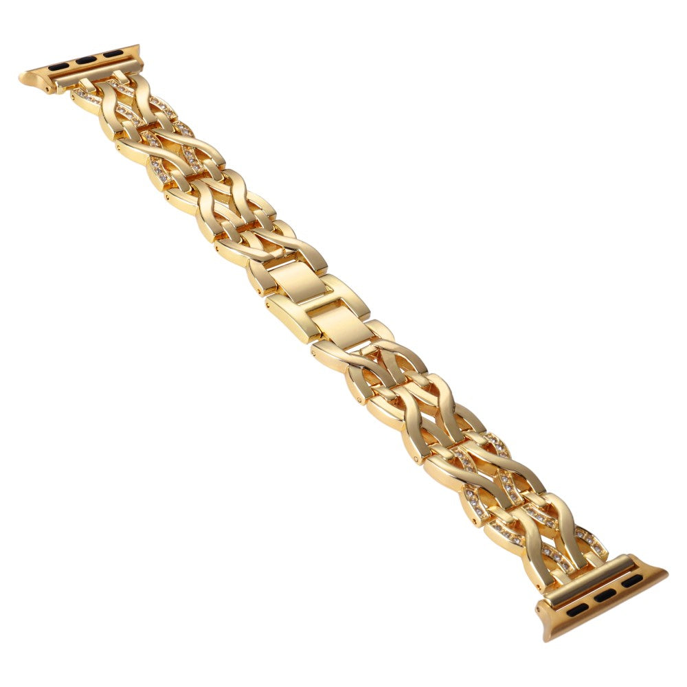 Vildt Godt Metal Og Rhinsten Universal Rem passer til Apple Smartwatch - Guld#serie_2