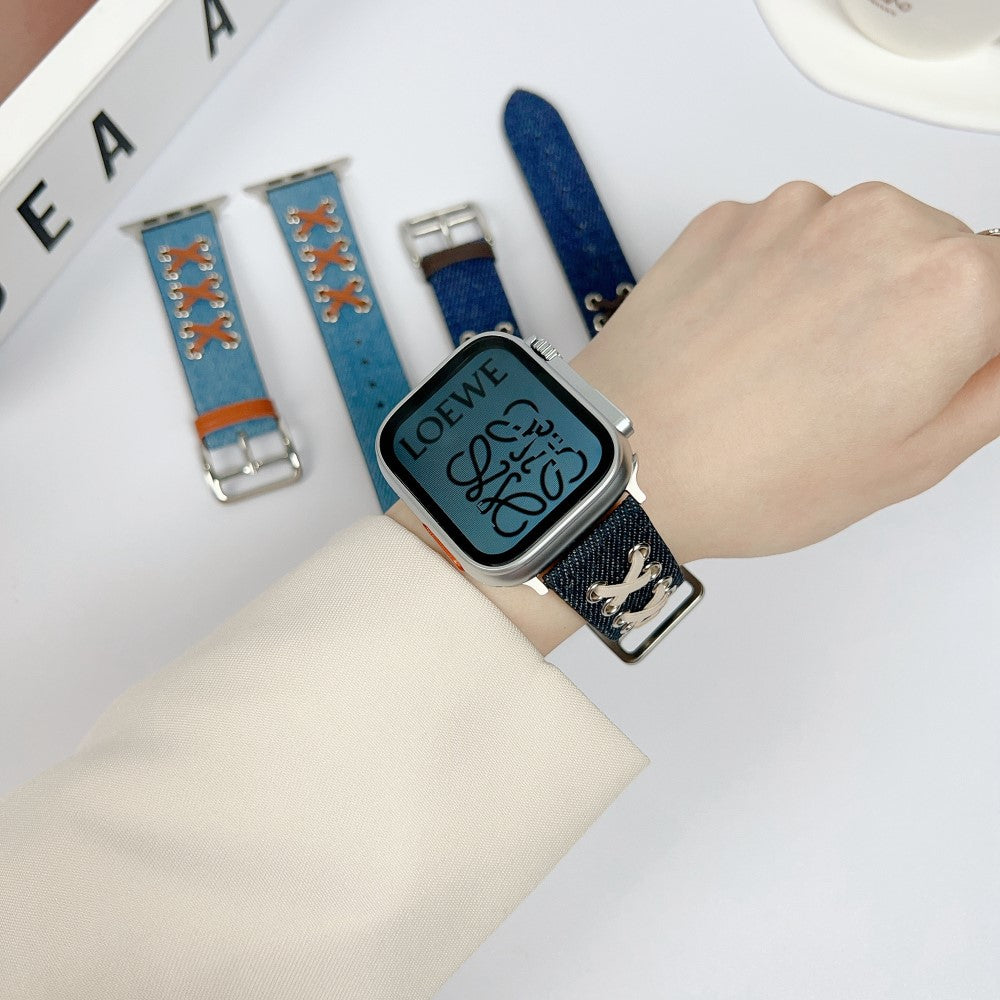 Kønt Metal Og Nylon Universal Rem passer til Apple Smartwatch - Sort#serie_1