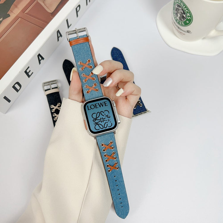 Kønt Metal Og Nylon Universal Rem passer til Apple Smartwatch - Blå#serie_3