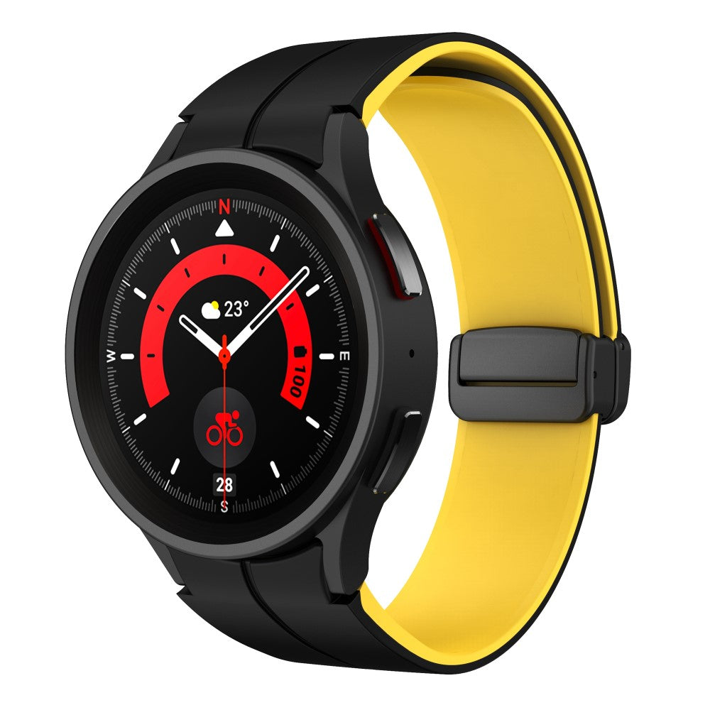 Skøn Metal Og Silikone Universal Rem passer til Samsung Smartwatch - Gul#serie_4