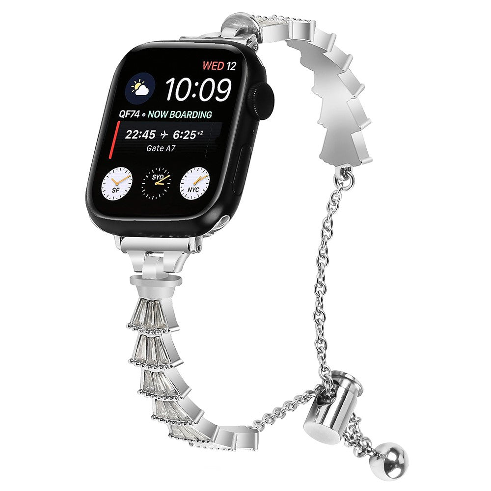 Vildt Godt Metal Og Rhinsten Universal Rem passer til Apple Smartwatch - Sølv#serie_051