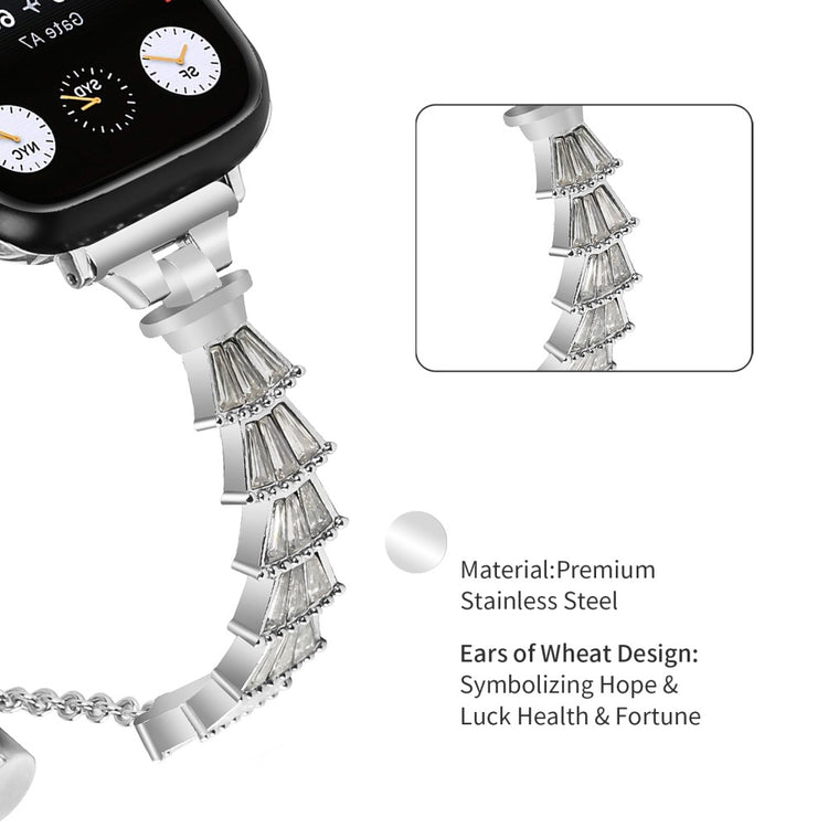 Vildt Godt Metal Og Rhinsten Universal Rem passer til Apple Smartwatch - Sølv#serie_051