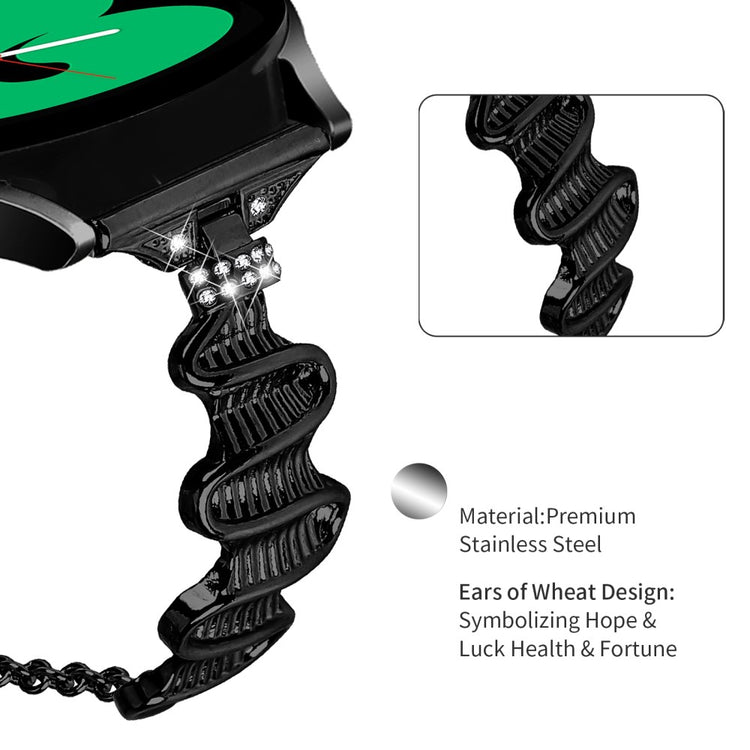 Fint Metal Og Rhinsten Universal Rem passer til Smartwatch - Sort#serie_1