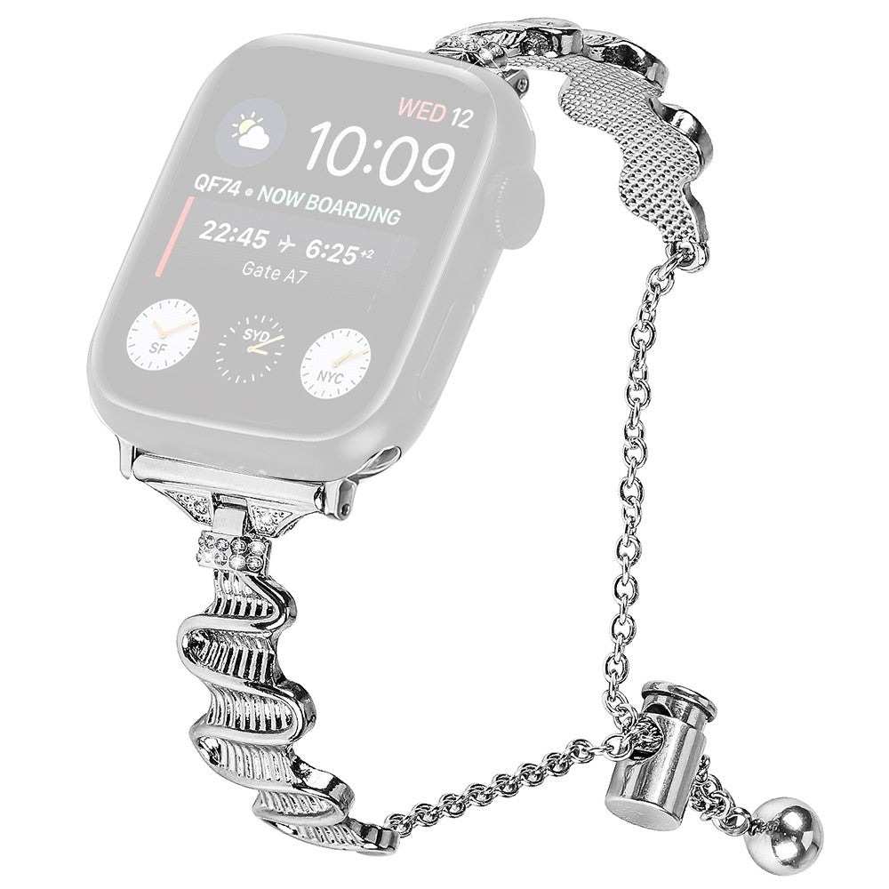 Superflot Metal Og Rhinsten Universal Rem passer til Apple Smartwatch - Sølv#serie_5