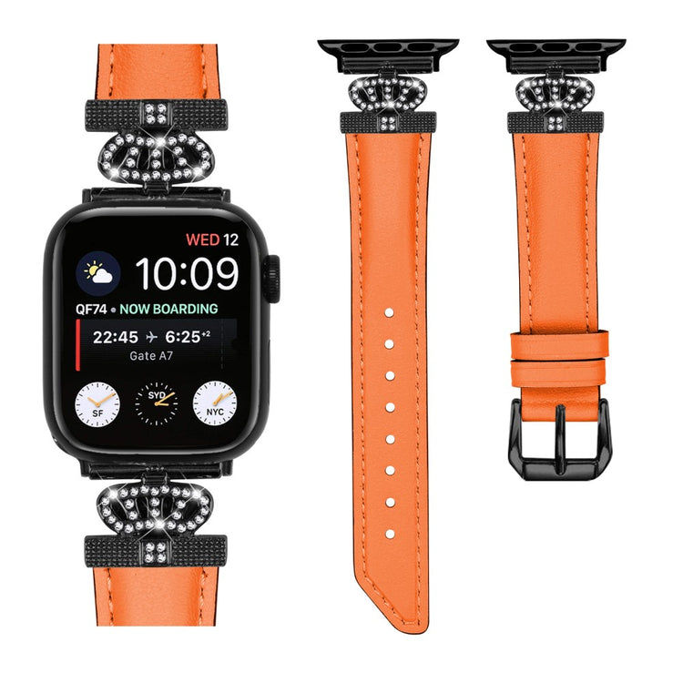 Cool Kunstlæder Og Rhinsten Universal Rem passer til Apple Smartwatch - Orange#serie_2