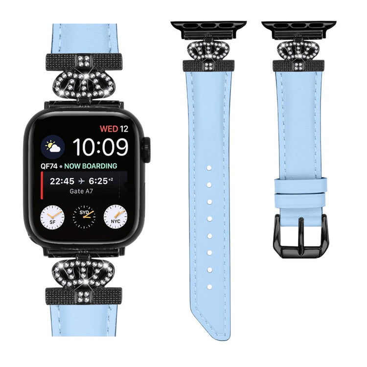 Cool Kunstlæder Og Rhinsten Universal Rem passer til Apple Smartwatch - Hvid#serie_5