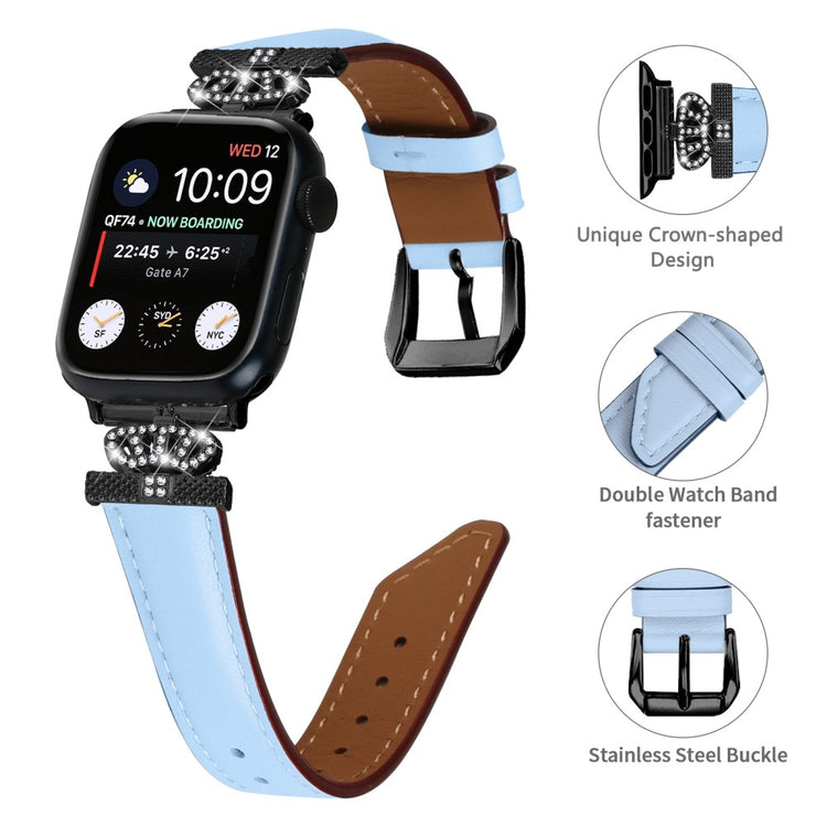 Cool Kunstlæder Og Rhinsten Universal Rem passer til Apple Smartwatch - Hvid#serie_5