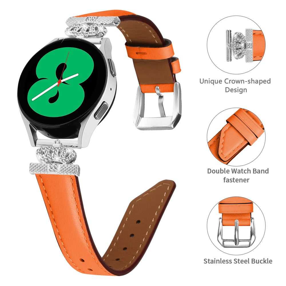 Fed Kunstlæder Og Rhinsten Universal Rem passer til Samsung Smartwatch - Orange#serie_1