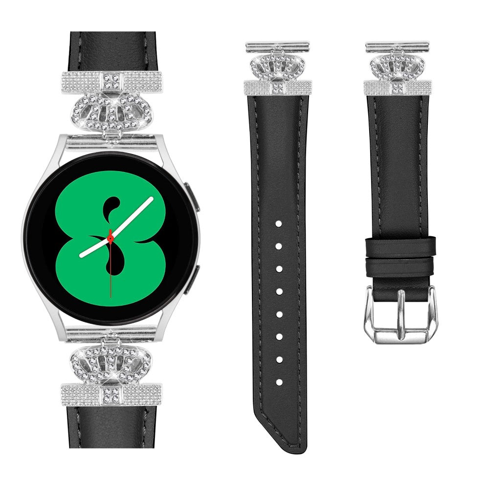Fed Kunstlæder Og Rhinsten Universal Rem passer til Samsung Smartwatch - Sort#serie_3