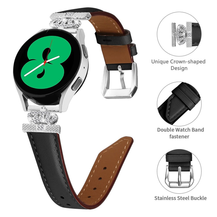Fed Kunstlæder Og Rhinsten Universal Rem passer til Samsung Smartwatch - Sort#serie_3