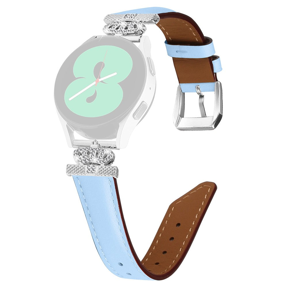 Fed Kunstlæder Og Rhinsten Universal Rem passer til Samsung Smartwatch - Blå#serie_4