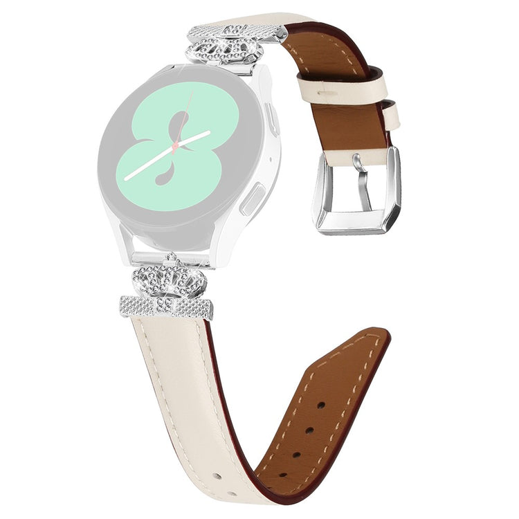 Fed Kunstlæder Og Rhinsten Universal Rem passer til Samsung Smartwatch - Hvid#serie_5