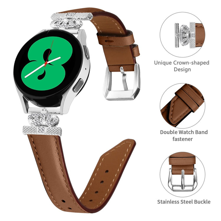 Fed Kunstlæder Og Rhinsten Universal Rem passer til Samsung Smartwatch - Brun#serie_6
