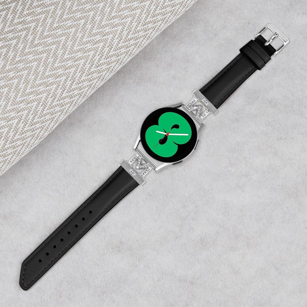 Holdbart Kunstlæder Og Rhinsten Universal Rem passer til Smartwatch - Sort#serie_3
