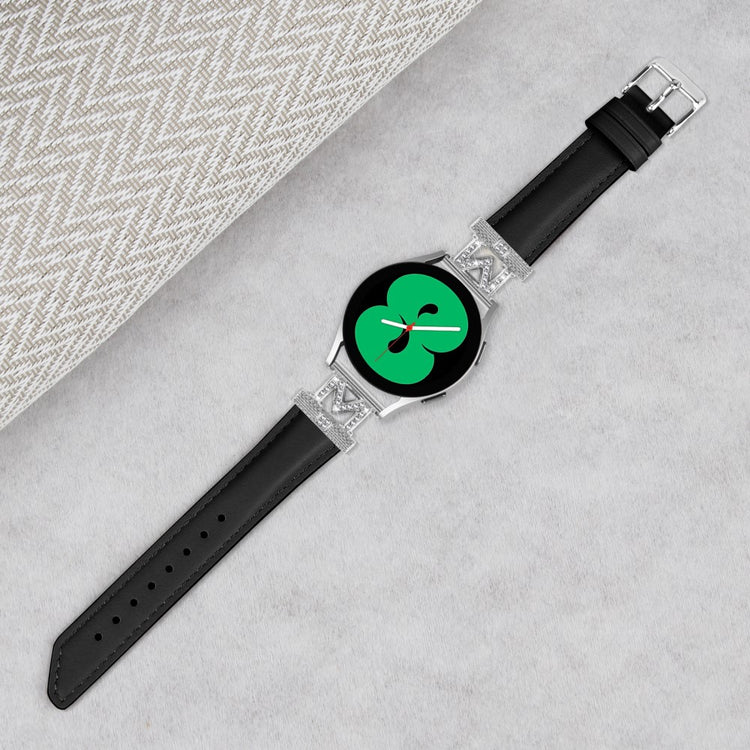 Holdbart Kunstlæder Og Rhinsten Universal Rem passer til Smartwatch - Sort#serie_3