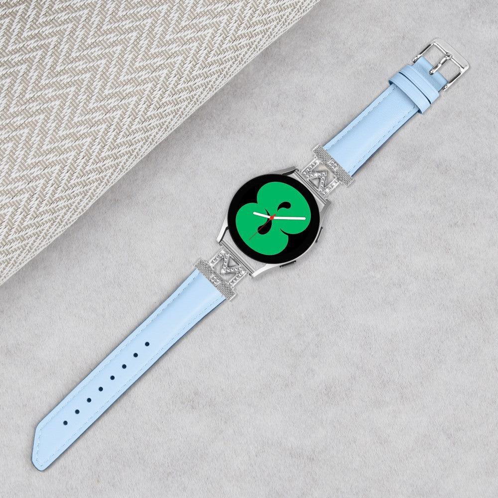 Holdbart Kunstlæder Og Rhinsten Universal Rem passer til Smartwatch - Blå#serie_4