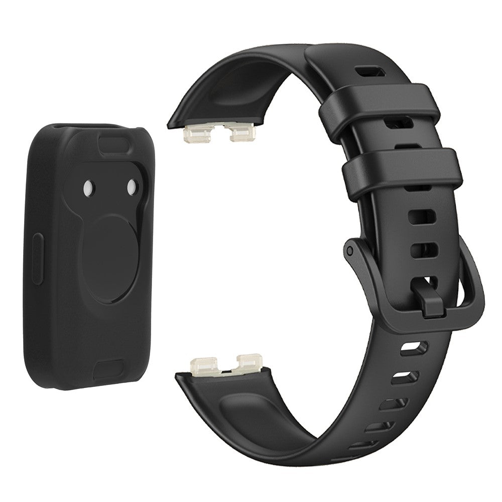 Wrist Strap Huawei Band 8 Silicone Sport Watch Band with Protective Cover - Black#serie_1