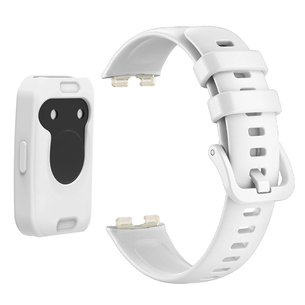 Wrist Strap Huawei Band 8 Silicone Sport Watch Band with Protective Cover - White#serie_2