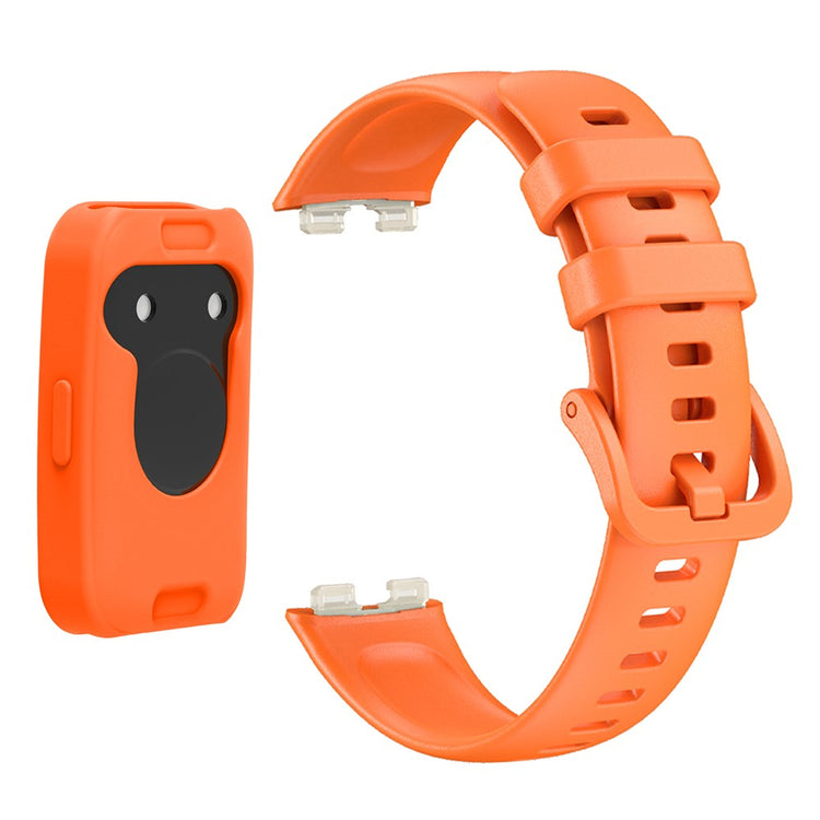 Wrist Strap Huawei Band 8 Silicone Sport Watch Band with Protective Cover - Orange#serie_3
