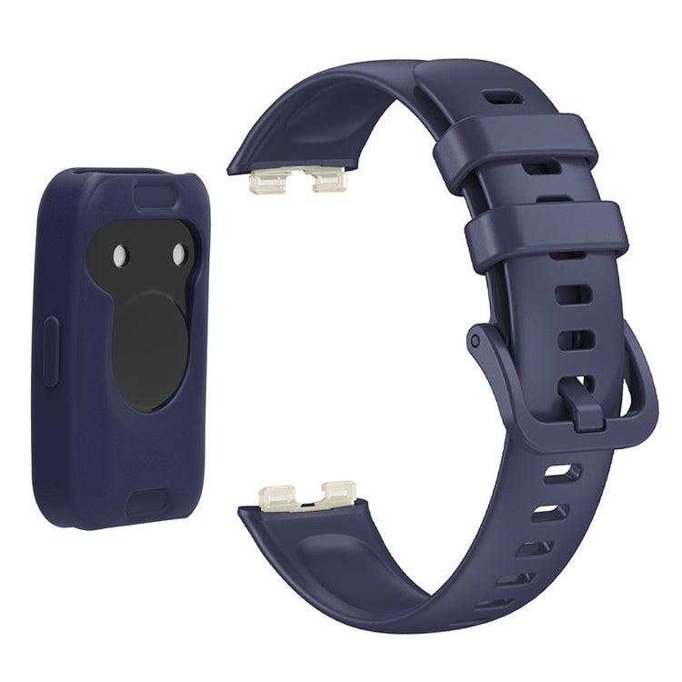Wrist Strap Huawei Band 8 Silicone Sport Watch Band with Protective Cover - Navy Blue#serie_4