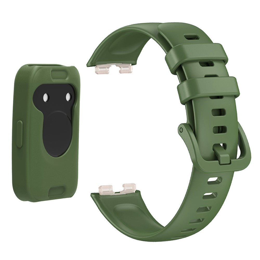 Wrist Strap Huawei Band 8 Silicone Sport Watch Band with Protective Cover - Blackish Green#serie_5