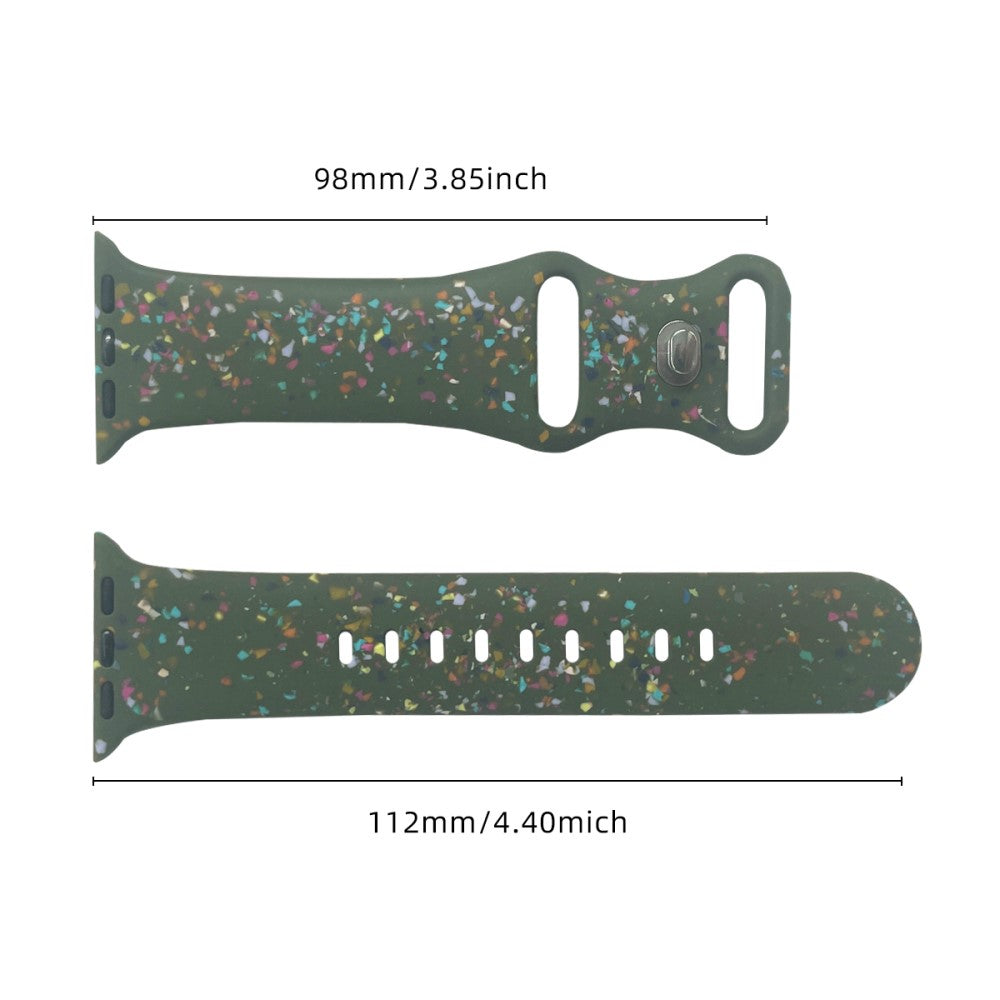 Silicone Watch Band Apple Watch Series 9 8 7 41mm / SE (2023) SE (2022) 6 5 4 SE 40mm / 3 2 1 38mm 8-shaped Buckle Pattern Strap - Green#serie_3