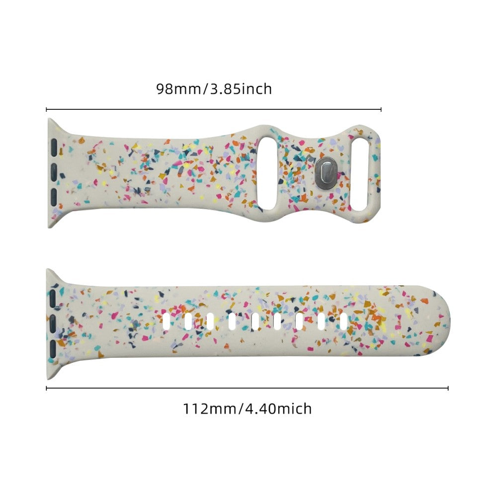 Silicone Watch Band Apple Watch Series 9 8 7 41mm / SE (2023) SE (2022) 6 5 4 SE 40mm / 3 2 1 38mm 8-shaped Buckle Pattern Strap - Starlight#serie_6