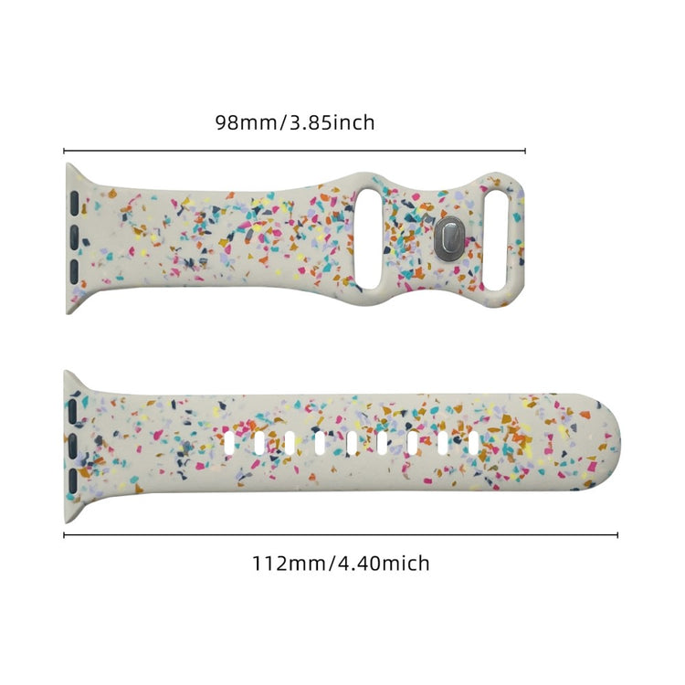 Silicone Watch Band Apple Watch Series 9 8 7 41mm / SE (2023) SE (2022) 6 5 4 SE 40mm / 3 2 1 38mm 8-shaped Buckle Pattern Strap - Starlight#serie_6