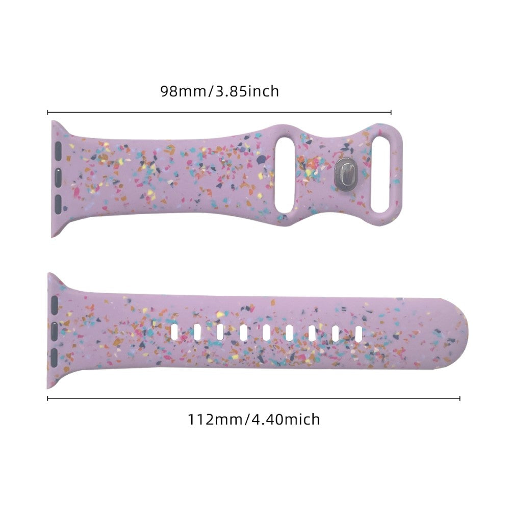 Silicone Watch Band Apple Watch Series 9 8 7 41mm / SE (2023) SE (2022) 6 5 4 SE 40mm / 3 2 1 38mm 8-shaped Buckle Pattern Strap - Purple#serie_7
